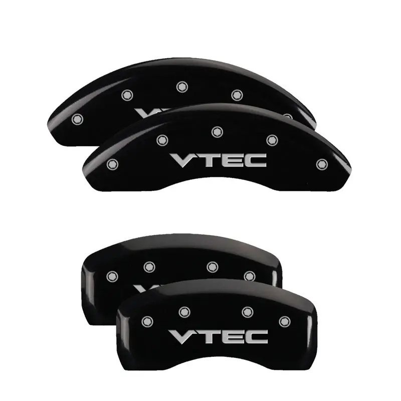 Mgp Engraved 4-Piston Caliper Covers – Front Honda Logo / Rear H Emblem, Black Base With Silver Chrome Accents 1