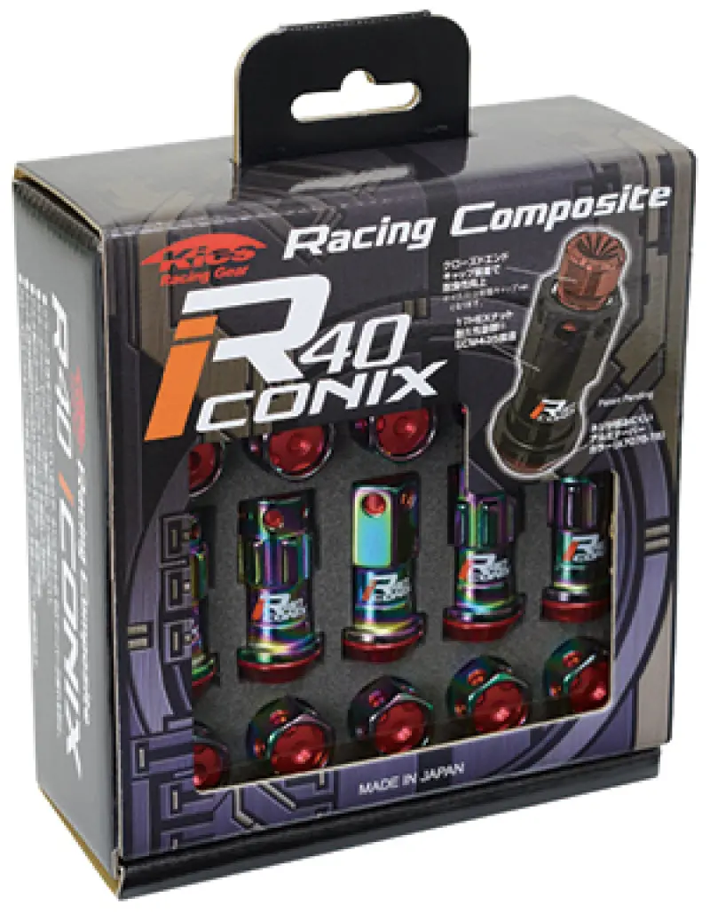 Project Kics Iconix Lug Nut Set – Neo Chrome With Black Aluminum Caps, 12X1.25 Thread, 20-Piece 1