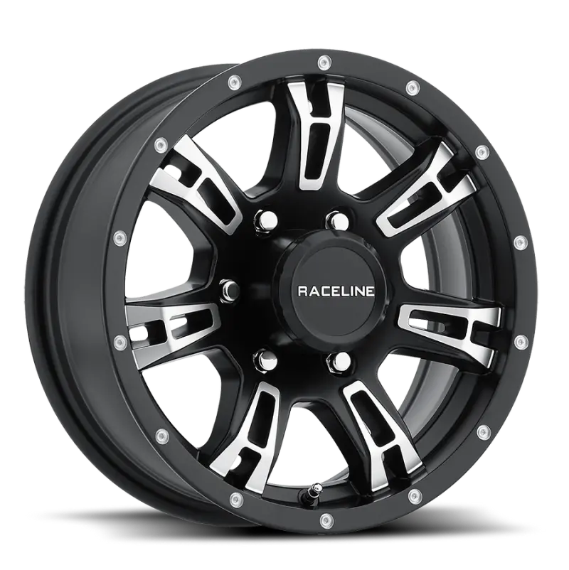 Raceline Arsenal 15X5 Black & Machined Alloy Wheel — 5X114.3 Bolt Pattern, 0Mm Offset, 3.19In Center Bore 1