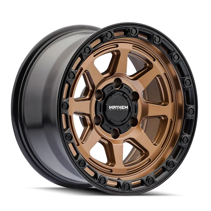 Mayhem 8306 Ridgeline 17X8.5 / 5X127 Bp/ -6Mm Offset / 78.1Mm Hub Satin Bronze/Black Lip Wheel 1
