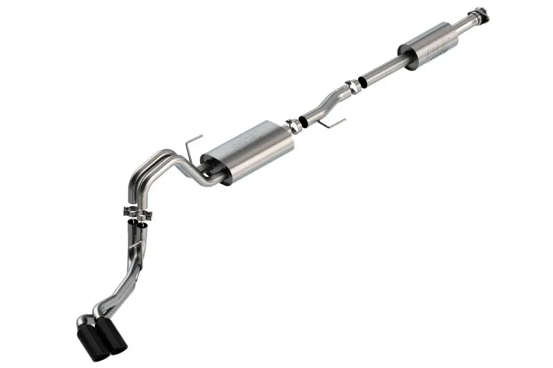 Borla Atak Cat-Back Exhaust For 2021 Ford F-150 3.3L V6 – Dual 3" / 2.25" Stainless System With Black Chrome Tips 1